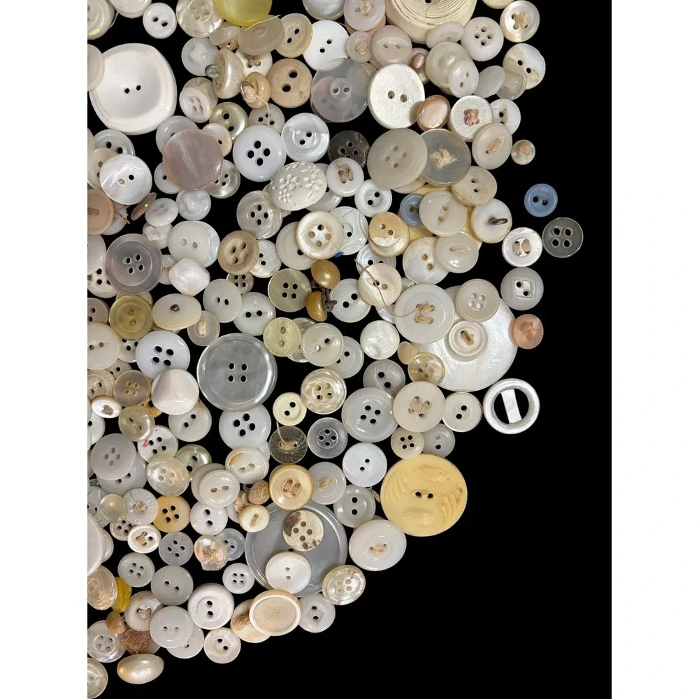 Vintage Button Lot Over 500 White Cream Neutral Craft Sewing